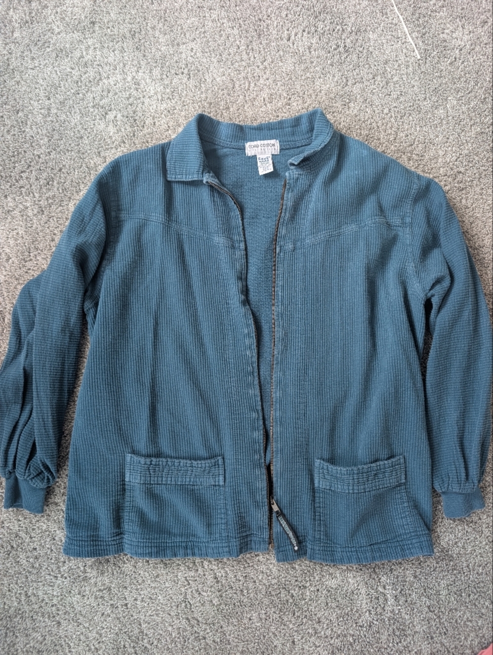 Vintage Corduroy Zip Jacket Made in Canada Full Zip Workwear Style Women's XL